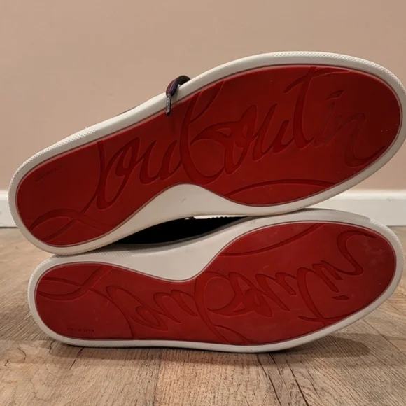 Christian Louboutin Black Sneakers with Red Soles and Blue-Red Details - Picture 7 of 7